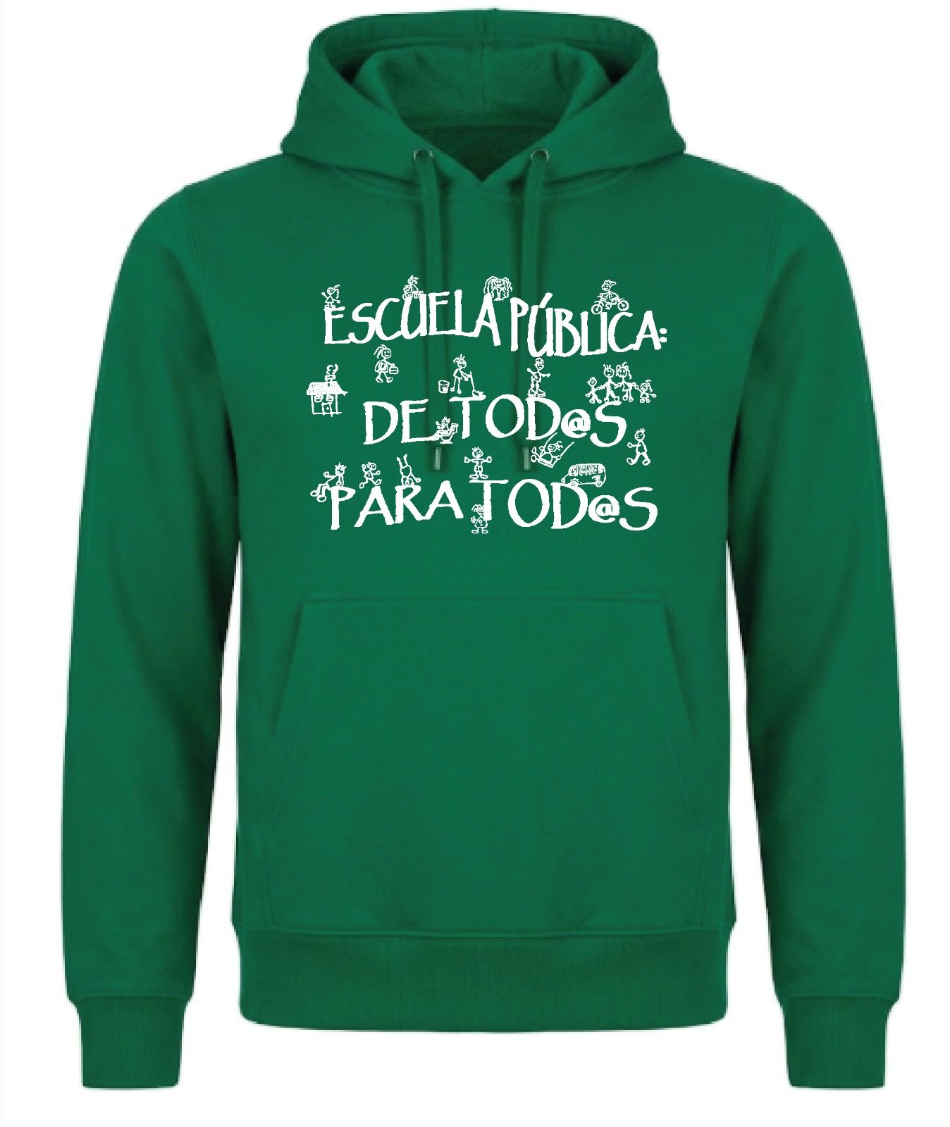 Con capucha verde botella con diseño Escuela Pública