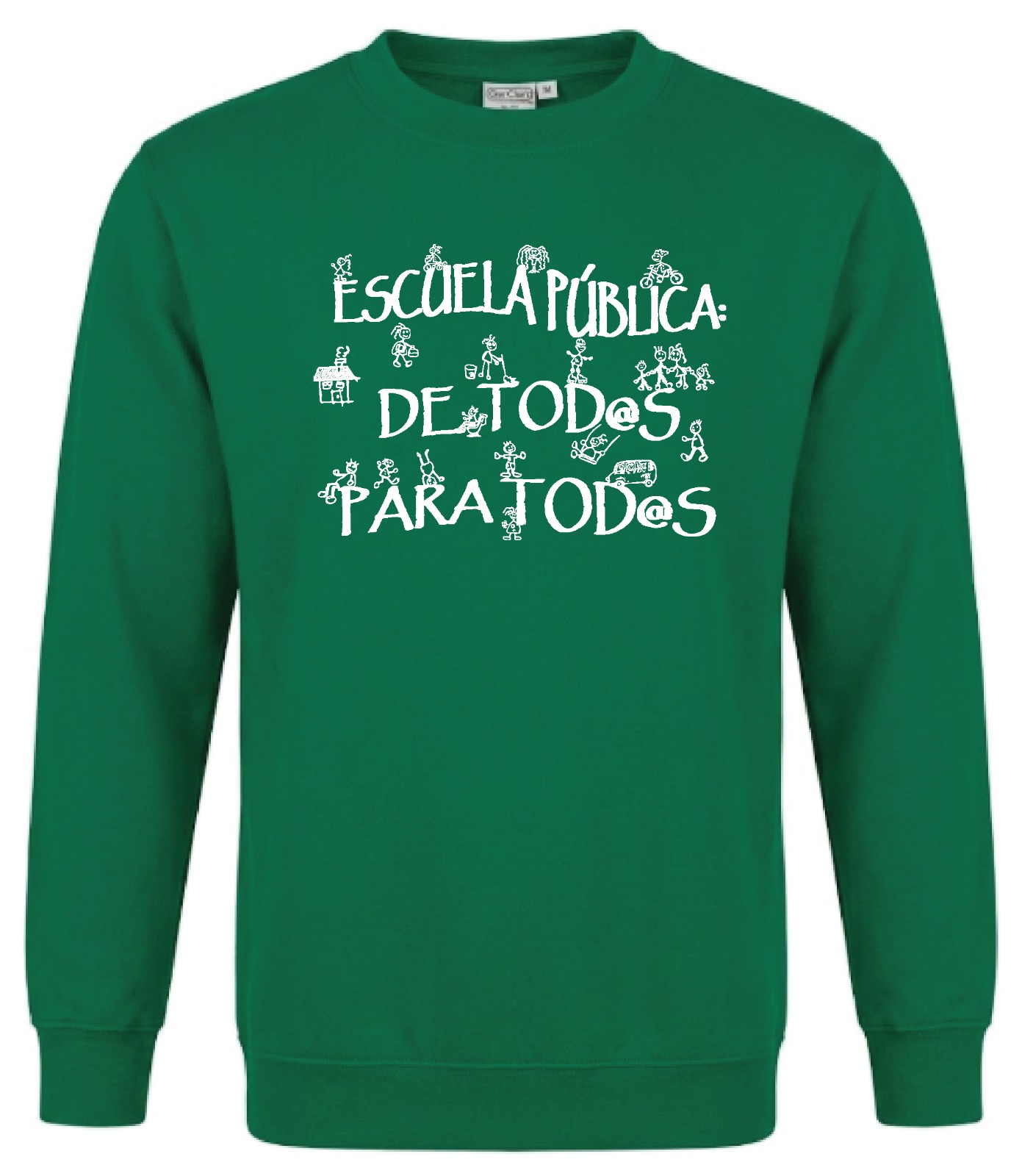Sudadera clásica verde botella con diseño Escuela Pública